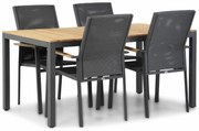 Tuinset 4 personen 160 cm Aluminium/Teak/textileen/Aluminium/teak/Aluminium/textileen Grijs Presto Ricadi