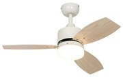 Plafondventilator met lamp voor buiten wit met hout print 91.3cm incl. LED dimbaar met afstandsbediening IP44 - Toledo Modern IP44 Buitenverlichting rond