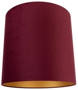 Stoffen Velours lampenkap rood 40/40/40 met gouden binnenkant cilinder / rond