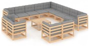 vidaXL 14-delige Loungeset met kussens massief grenenhout