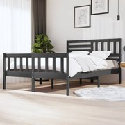 vidaXL Bedframe massief hout grijs 150x200 cm 5FT King Size