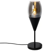 Moderne tafellamp zwart met smoke glas - Drop Modern E27 Binnenverlichting Lamp