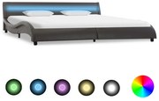 vidaXL Bedframe met LED kunstleer grijs 180x200 cm