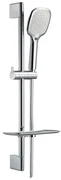 Nemo Spring Poggio douchestangset compleet 650 mm met bevestigingen 3 jets met glijstuk gladde kunststofflexibel met zeepbakje verchroomd S1013+T0201+D0301+HOSE 1.75