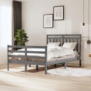 vidaXL Bedframe massief hout grijs 120x200 cm