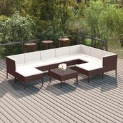 vidaXL 10-delige Loungeset met kussens poly rattan bruin