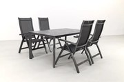 Kettler Altura/Edge verstelbare aluminium tuinset voor 4 personen 160x95 cm. - Antraciet