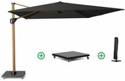 Platinum Challenger zweefparasol 3x3m T2 premium teaklook frame (incl. voet en hoes) faded black