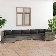 vidaXL 7-delige Loungeset met kussens poly rattan grijs