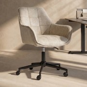 Bureaustoel Beige Stof Met Armleuningen