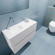 Mondiaz Ada 80cm toiletmeubel cale met wastafel talc links zonder kraangat