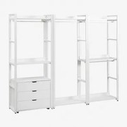 Open Modulaire Kast Van 3 Delen Met Lades Van Staal En Mdf Ariaster Wit - Sklum