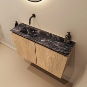 Mondiaz Ture DLux toiletmeubel 80cm washed oak met wastafel lava links zonder kraangat