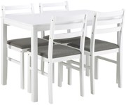 TORINO eetset + 4 stoelen Wit/Lichtgrijs (Sawana 21 stof) - HOUTEN SET VOOR KEUKEN/EETKAMER