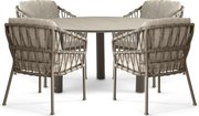 Tuinset Ronde Tuintafel 4 personen 140 cm Rope Taupe  Santika Furniture Santika