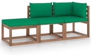 vidaXL 3-delige Loungeset pallet met kussens geïmpregneerd grenenhout