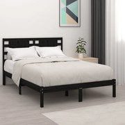 vidaXL Bedframe massief hout zwart 135x190 cm 4FT6 Double