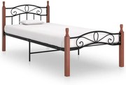 vidaXL Bedframe metaal en massief eikenhout zwart 90x200 cm