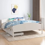 vidaXL Bedframe met 4 lades massief grenenhout wit 140x200 cm