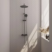 Brauer Gunmetal Carving opbouw regendouche met 30cm douchekop en 3 standen handdouche gunmetal geborsteld PVD