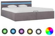 vidaXL Bedframe met hydraulische opslag en LED stof taupe 160x200 cm