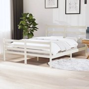 vidaXL Bedframe massief grenenhout wit 140x190 cm