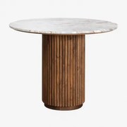 Ronde Eettafel In Natuursteen En Mangohout Giselda Marmer & Ø100 Cm - Sklum