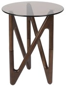 Dutchbone Naia Bijzettafel Walnoot Hout En Glas - 40 X 40cm.