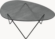 Handgemaakte ovale salontafel Pedrera met glazen tafelblad