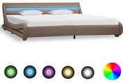 vidaXL Bedframe met LED kunstleer cappuccino 180x200 cm