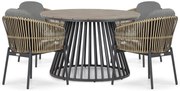Tuinset Ronde Tuintafel 4 personen 125 cm Aluminium/wicker Taupe Coco Nathan/Sorrento