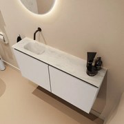 Mondiaz Ture DLux toiletmeubel 100cm linen met wastafel opalo links zonder kraangat