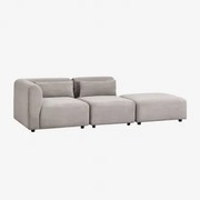 Modulaire Hoekbank Van 2 Delen Met Poef Fogler Corduroy Grijs – Taupe – Koel - Sklum
