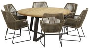 4 Seasons Outdoor Ramblas eetset met Basso tafel Ø160 cm  Tuinset    taupe weerbestendig