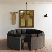 vidaXL 8-delige Loungeset met kussens poly rattan grijs