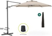 + 15% kassakorting | Parasol Shadowline Francisco | Inclusief hoes | Rond | 330cm | Met draaihendel | Bruin | Kees Smit Tuinmeubelen