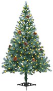 vidaXL Kunstkerstboom met LED's en dennenappels 150 cm