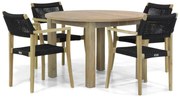 Tuinset Ronde Tuintafel 4 personen 120 cm Rope Zwart  Lifestyle Garden Furniture Dallas/Brighton