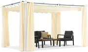Barbados terraspergola 3x4 m met Garden Point gordijnen wit en beige