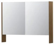 INK SPK3 Spiegelkast - 100x14x74cm - 2 deuren - dubbelzijdige Spiegel - open planchet - schakelaar en stopcontact - eiken Massief eiken Aqua 1110218
