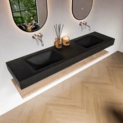 Zaro Alan badmeubel 180cm met planchet washed oak en vrijhangende wastafel cloud dubbel zonder kraangat urban