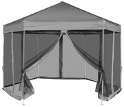 vidaXL Partytent pop-up zeshoekig met 6 zijwanden 3,6x3,1 m grijs