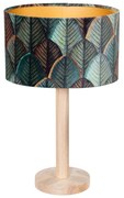 Tafellamp hout met ovale velours kap blad Design 25cm - Mels Landelijk, Klassiek / Antiek E27 rond Binnenverlichting Lamp