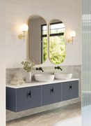 Muebles Ezra badmeubel ribbelfront 180cm marine blauw met wit toppaneel zonder waskom