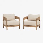 Set Van 2 Fauteuils Van Acaciahout Uleno Lichte Acaciekleur - Sklum