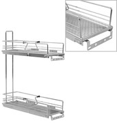 vidaXL Draadmand keuken uittrekbaar 2-laags 47x15x54,5cm zilverkleurig