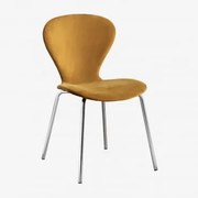 Stapelfauteuil In Fluweel Uit Mostaza & Grijs – Chroom - Sklum