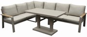Lola dining hoek loungeset 5 delig verstelbare tafel latte zand