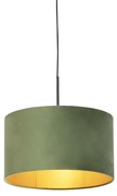 Hanglamp met velours kap groen met goud 35 cm - Combi