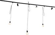 Smart railsysteem zwart 3 spots en hanglamp 1-fase - Iconic Cavalux Jeana